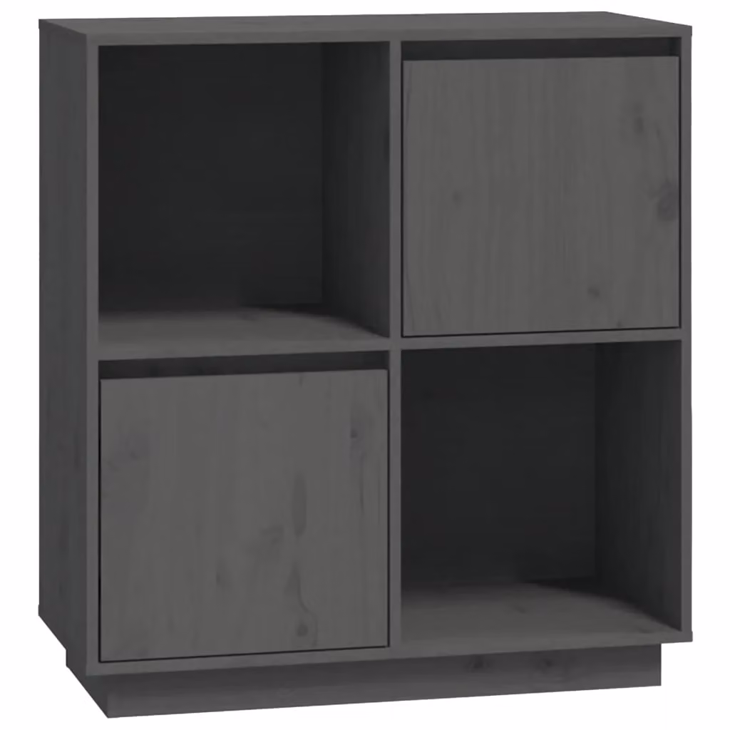 Berkfield Home Grey Rustic Solid Wood Pine Sideboard W/D/H: 74 x 35 x 80 cm – 2