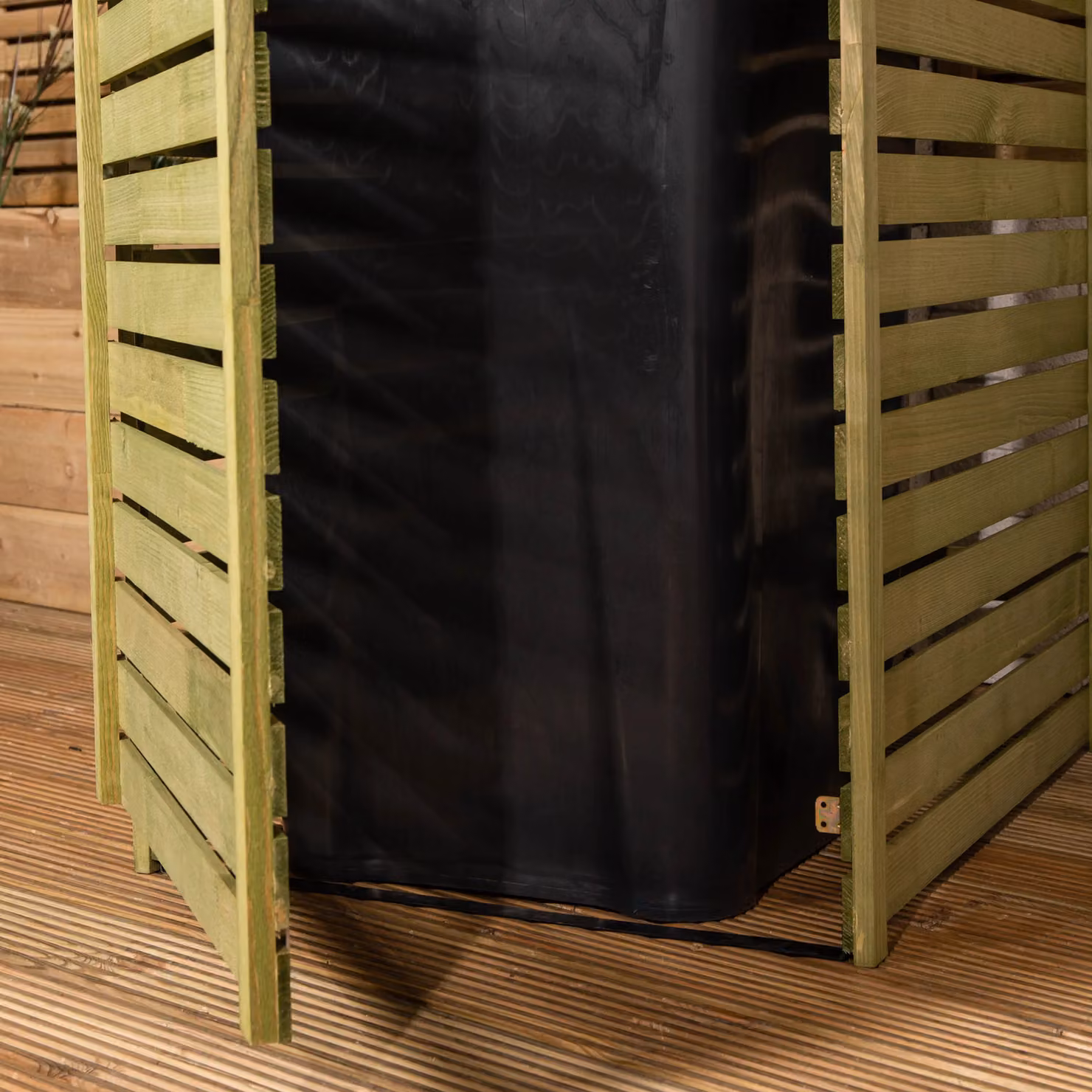 Samuel Alexander Wooden Single Wheelie Bin Store for Garden in Brown, Green or Grey, H: 68 cm, W: 122 cm, D: 79 cm – 3