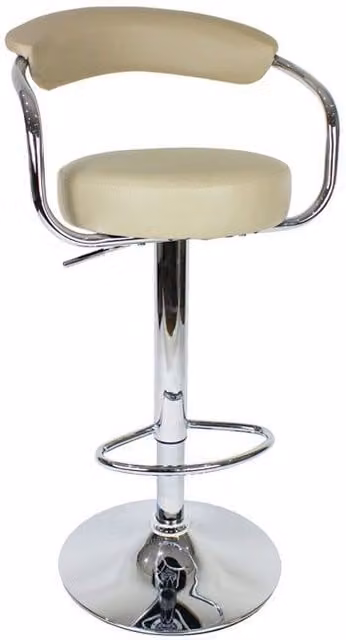 netfurniture Lazio Adjustable Swivel Bar Stool in Cream Synthetic Leather