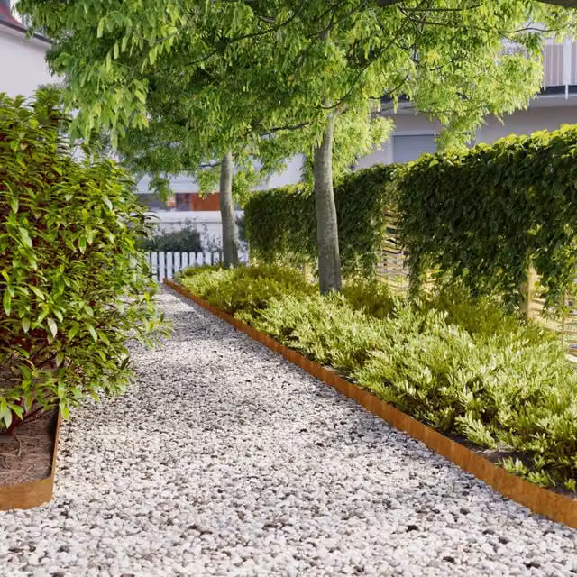 Berkfield Home Flexible Corten Steel Lawn Edgings, Brown, 50 pieces, H: 10 cm x L: 103 cm