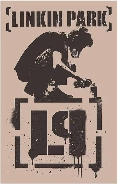 Linkin Park Meteora Rectangular Textile Typography Poster in Beige