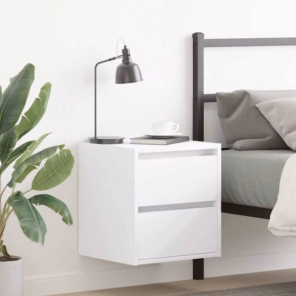 Berkfield Home Durable Wall-mounted Bedside Cabinets, 2 Pack, White, W/D/H: 38 x 34 x 40 cm – 1