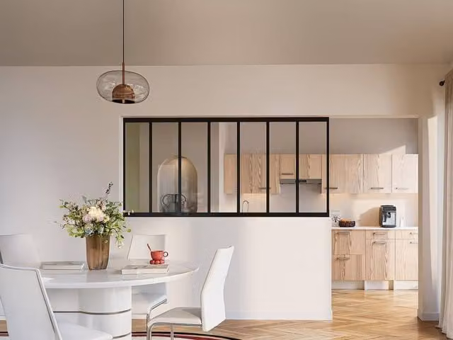 Vente-unique Powder-Coated Aluminium and Glass Partition, Black, W: 105 cm, H: 210 cm – 1