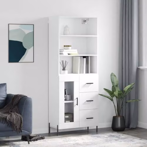 vidaXL Modern White Highboard in Engineered Wood W/D/H: 69.5 x 34 x 180 cm – 2