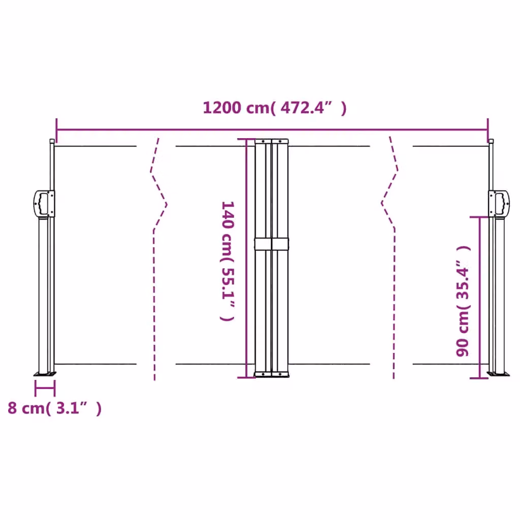 Berkfield Home Retractable Single Side Awning in Anthracite, W/H: 1200 x 140 cm – 6