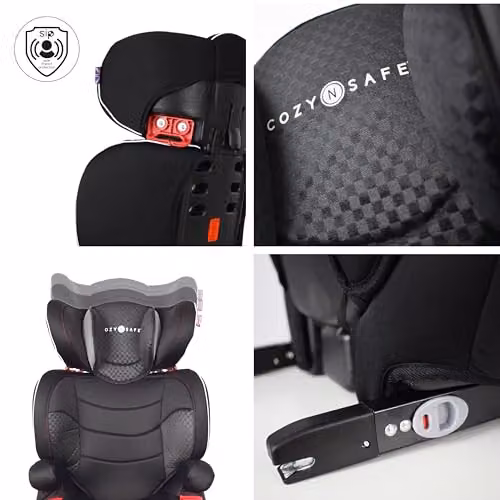 Cozy N Safe Augusta EZFix High Back Booster Car Seat 15-36kg with Isofix Base, Black/Grey – 2