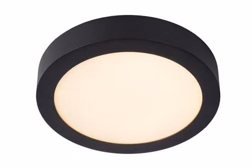 Lucide Brice Dimmable Round LED Flush Ceiling Light for Bathrooms, Black, Diameter: 24 cm