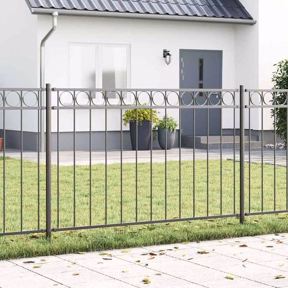 Berkfield Home Grey Metal Circle Fence Panels, W: 100 cm, H: 170 cm – 2