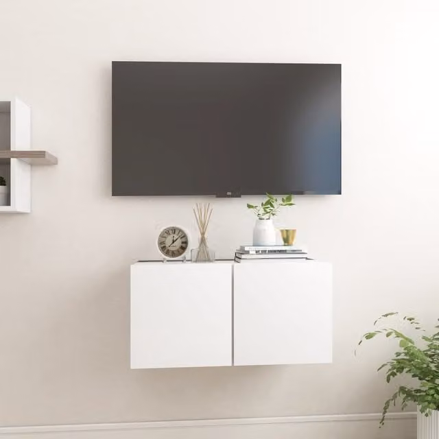 Berkfield Home Hanging TV Cabinet in White, W/D/H: 60 x 30 x 30 cm – 1
