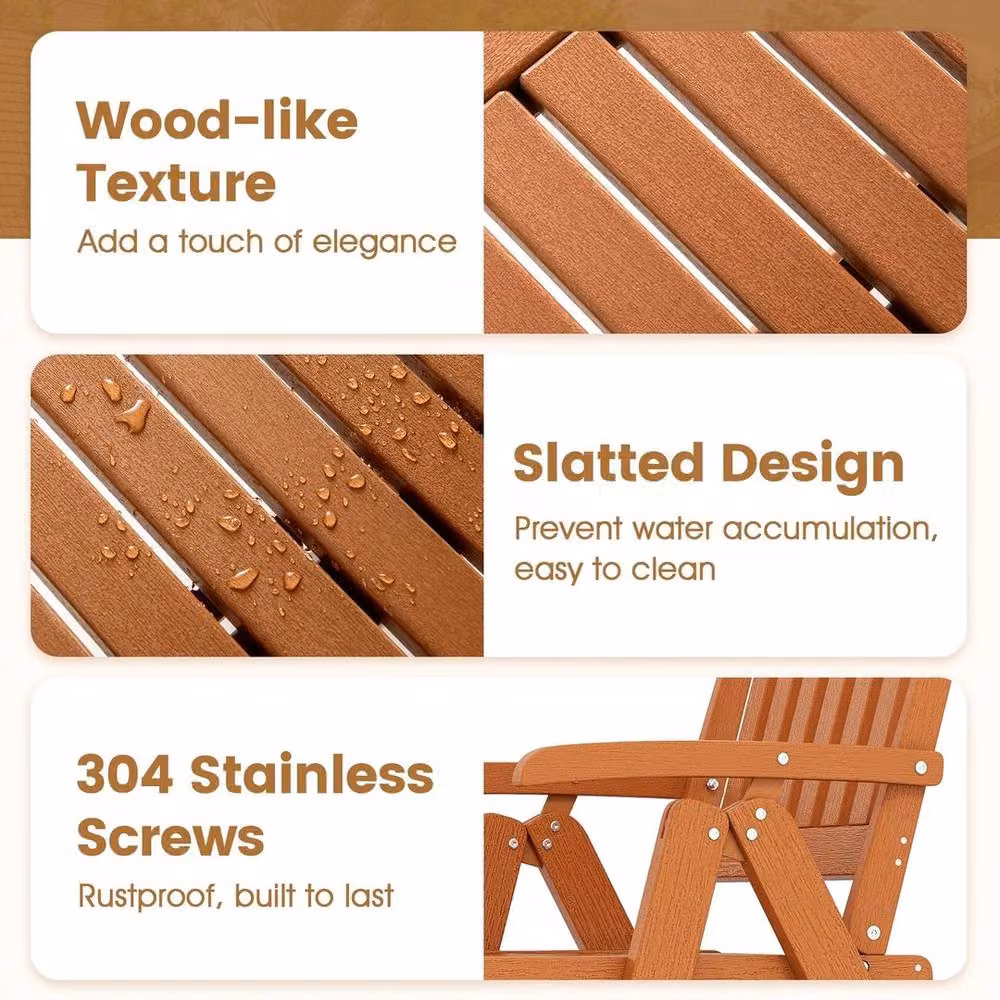 Kelvenix All-Weather HDPE Outdoor Dining Chair in Brown – 4