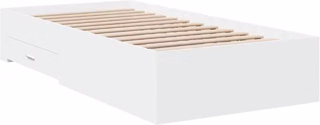 Berkfield Home Modern Bed Frame with Drawers in White, W/D/H: 90 x 200 x 103 cm – 1