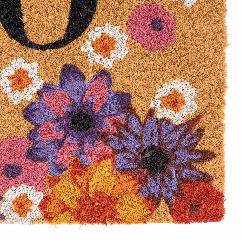 Kukoon Floral Coir Front Door Mat in Beige and Multicolour, W: 45 cm, D: 70 cm – 4
