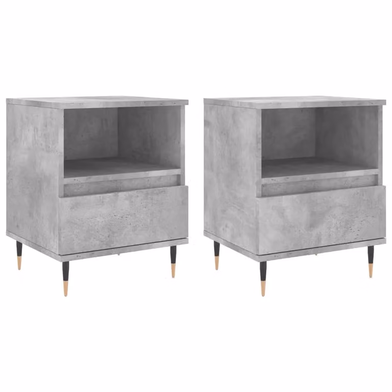 Berkfield Home Set of 2 Modern Bedside Cabinets in Concrete Grey, W/D/H: 40 x 35 x 50 cm
