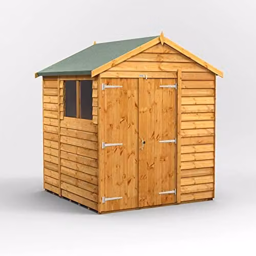 Powersheds Premium Apex Overlap Wooden Shed in Brown with Toughened Glass and Security Features – 1