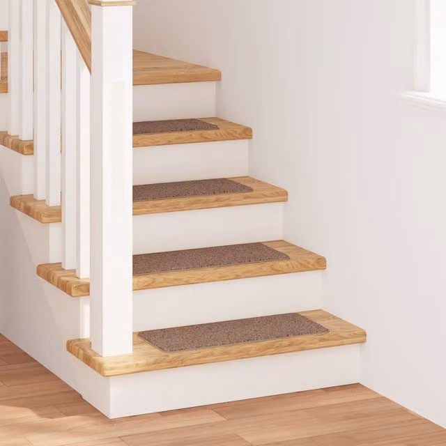 Berkfield Home Non-Slip Stair Mats in Brown with Latex Backing, W: 60 cm, D: 25 cm