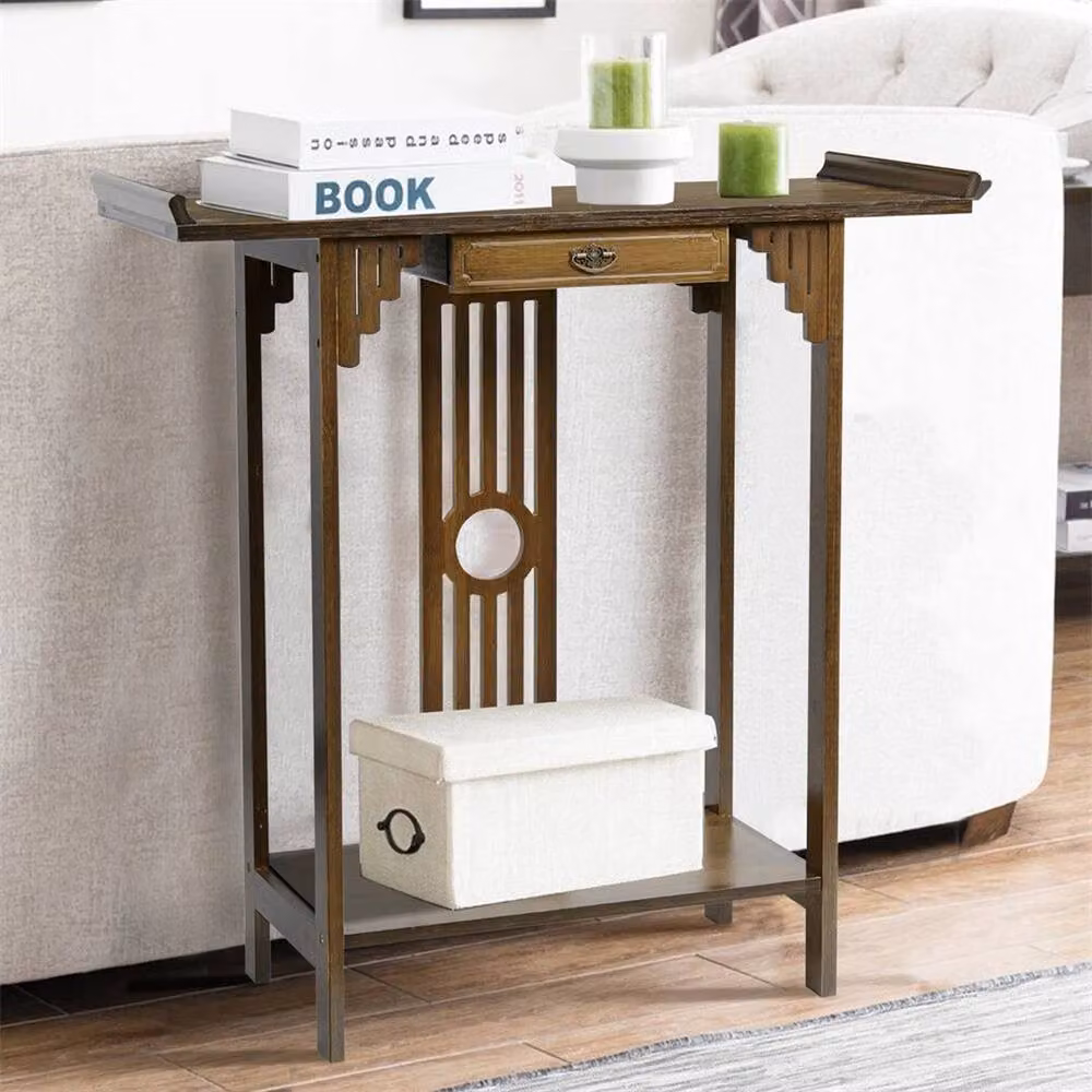 KORVIXA Rustic Brown Wood Console Table and Hallway Side Table – 3