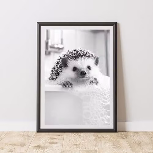 60 Second Makeover Hedgehog In The Bath Animal Print Paper Poster, W: 21.0 cm, H: 29.7 cm