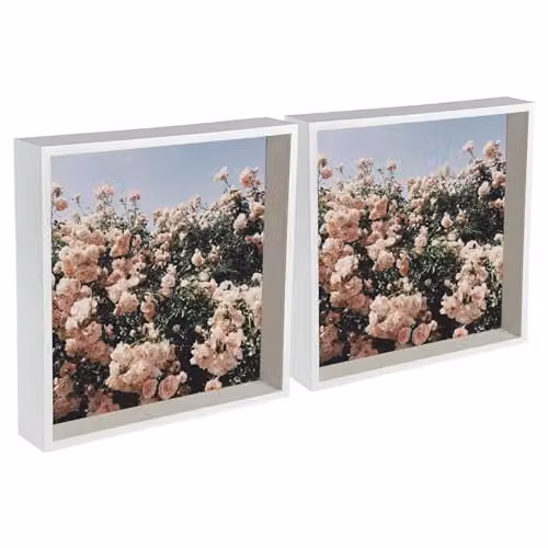Nicola Spring 3D Shadow Box Square Photo Frames, Pack of 2, White, W/H: 30 x 30 cm – 1