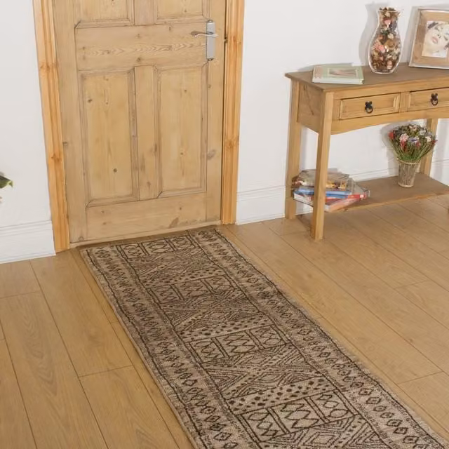 runrug Afrikans Hallway Carpet Runner Rug in Taupe, W: 60 cm, L: 180 cm – 1