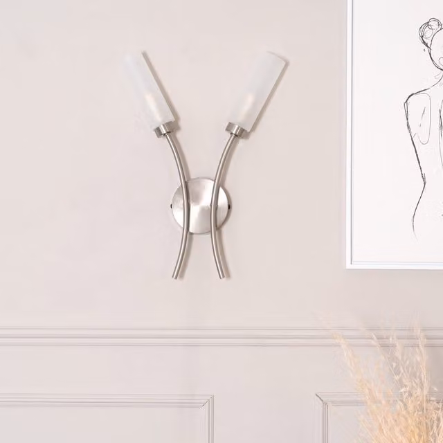 ValueLights Maya 2 Way Curved Up and Down Wall Light Fitting in Silver