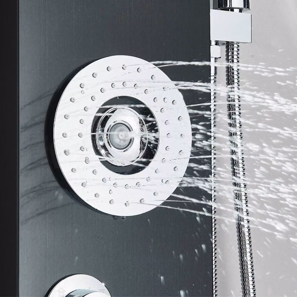 PAWNORA Stainless Steel Shower Panel Column Tower System with Rain, Massage and Hand Shower in Matt Black, H: 114 cm – 4