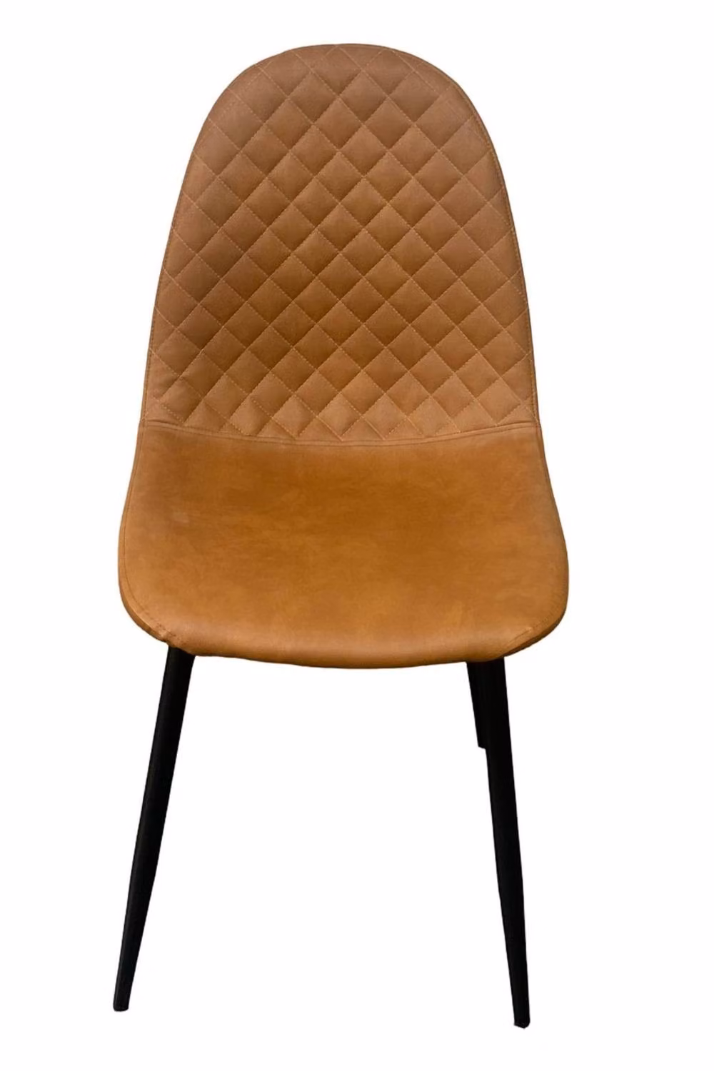 IH Design Corona Set of 4 Tan Faux Leather Dining Chairs with Black Steel Legs – 2