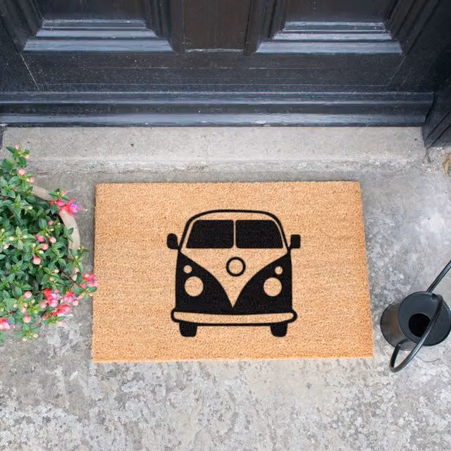 Artsy Mats Brown Campervan Doormat with Non-Slip Coir and Rubber Base