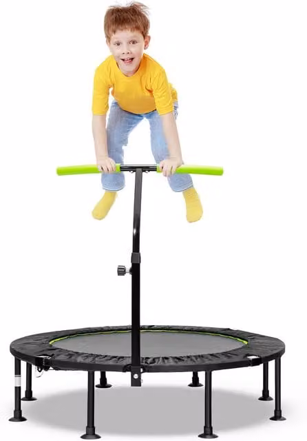 Costway Foldable Mini Trampoline in Green, Height Adjustable