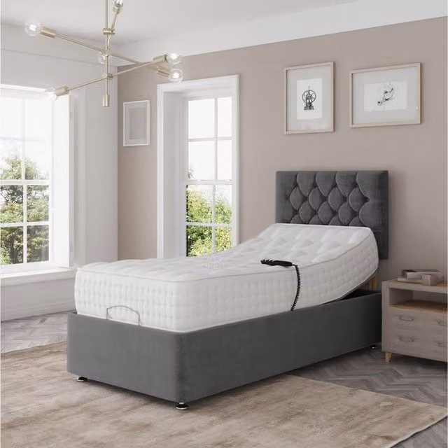 Zaye Living Grey Fabric Upholstered Pocket Sprung Bed Set W/D/H: 90 x 190 cm