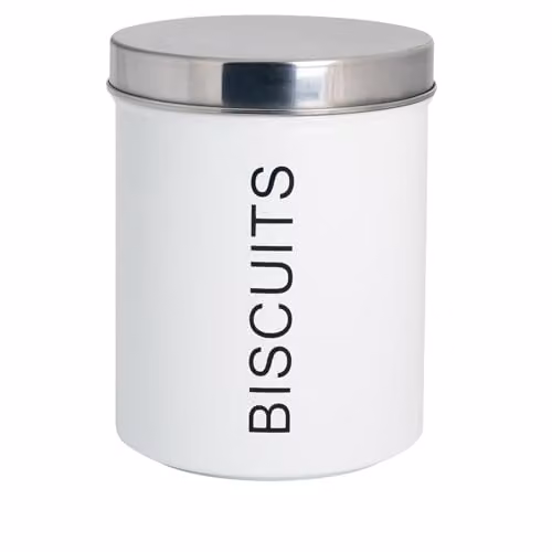 Harbour Housewares Metal Biscuit Tin in White with Airtight Lid – 1