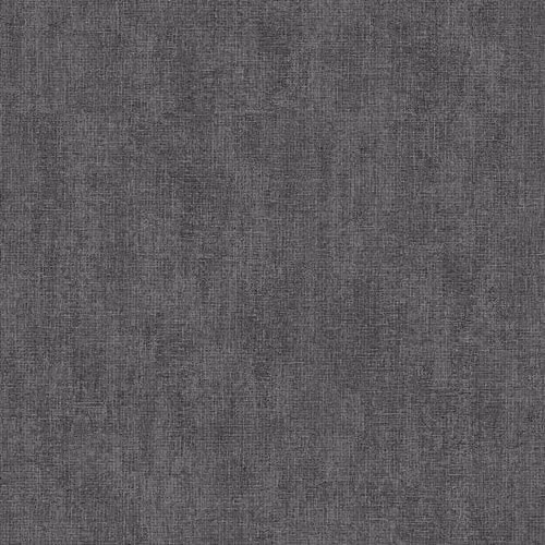 Muriva Darcy James Black and Grey Linen Texture Wallpaper Plain Fabric Effect