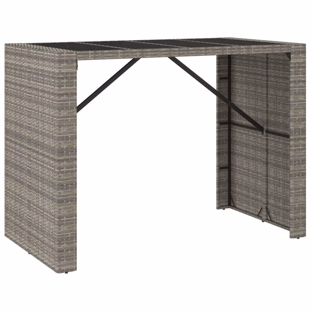 Berkfield Home Beautiful 7 Piece Grey Poly Rattan and Solid Acacia Wood Garden Bar Set – 3