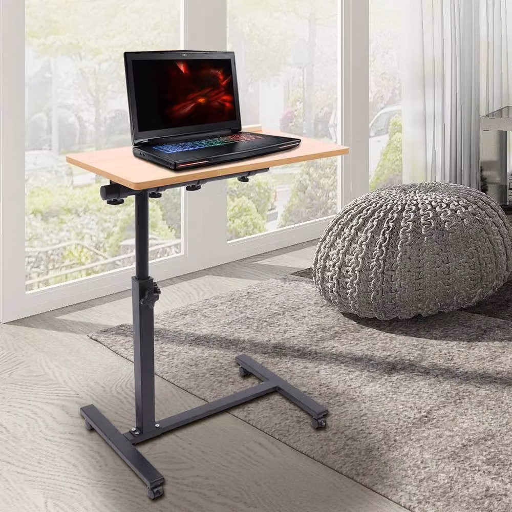 KORVIXA Adjustable Mobile Rolling Laptop Desk in Brown, W/D/H: 100 x 100 x 100 cm – 3