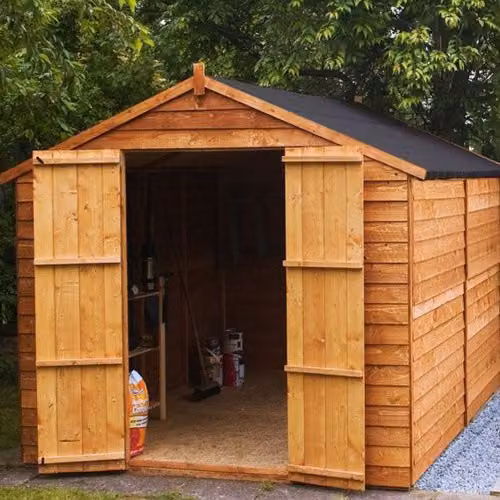 Mercia Overlap Apex Shed with Double Doors in Sand Brown, W/D/H: 185.8 x 131.3 x 181.8 cm