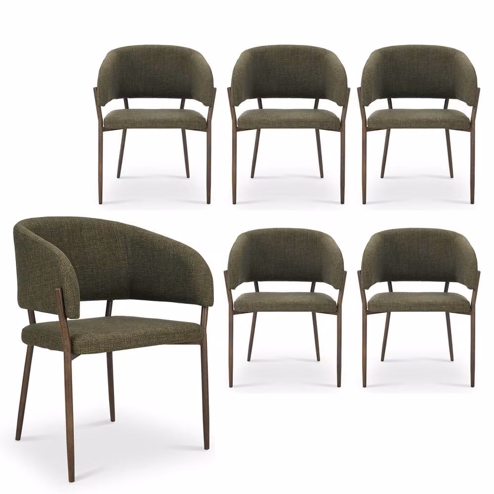 VonHaus Oxford Upholstered Dining Chairs, Set of 4, Green Fabric with Dark Wood Effect Legs – 2