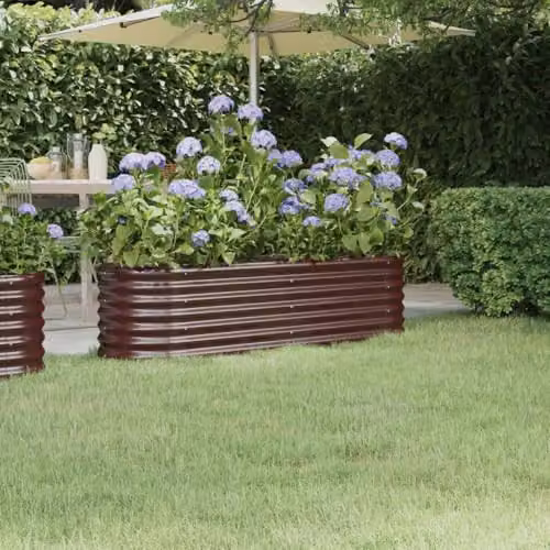 vidaXL Brown Galvanised Steel Raised Bed for Vegetable, Herb or Ornamental Gardens W/D/H: 152 x 40 x 36 cm – 2