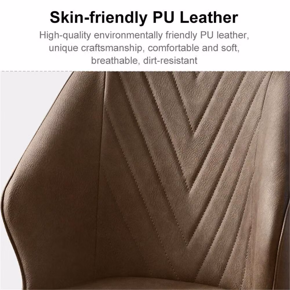 Kelvenix Set of 2 Faux Leather Soft Padded Dining Chairs in Brown – 5