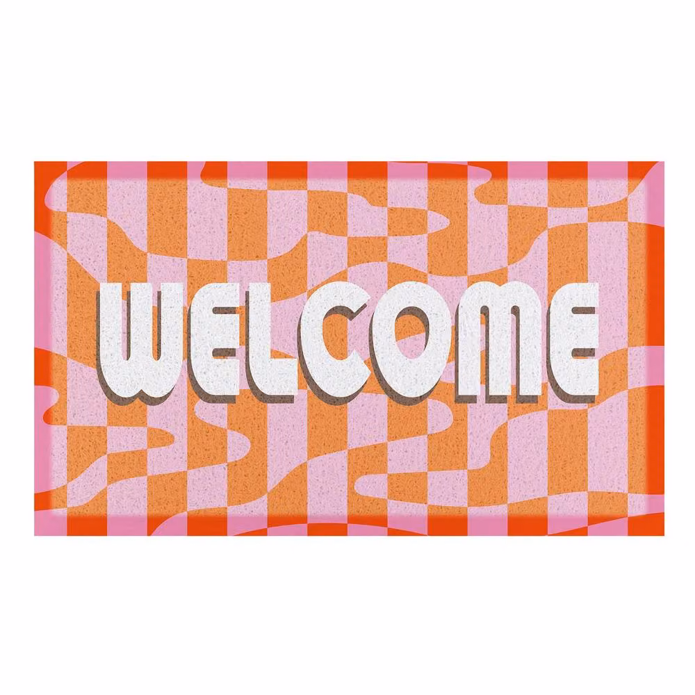 Artsy Mats Elizabeth Olwen Welcome Wavey Indoor/Outdoor Doormat, Pink, W: 90 cm, D: 60 cm – 2