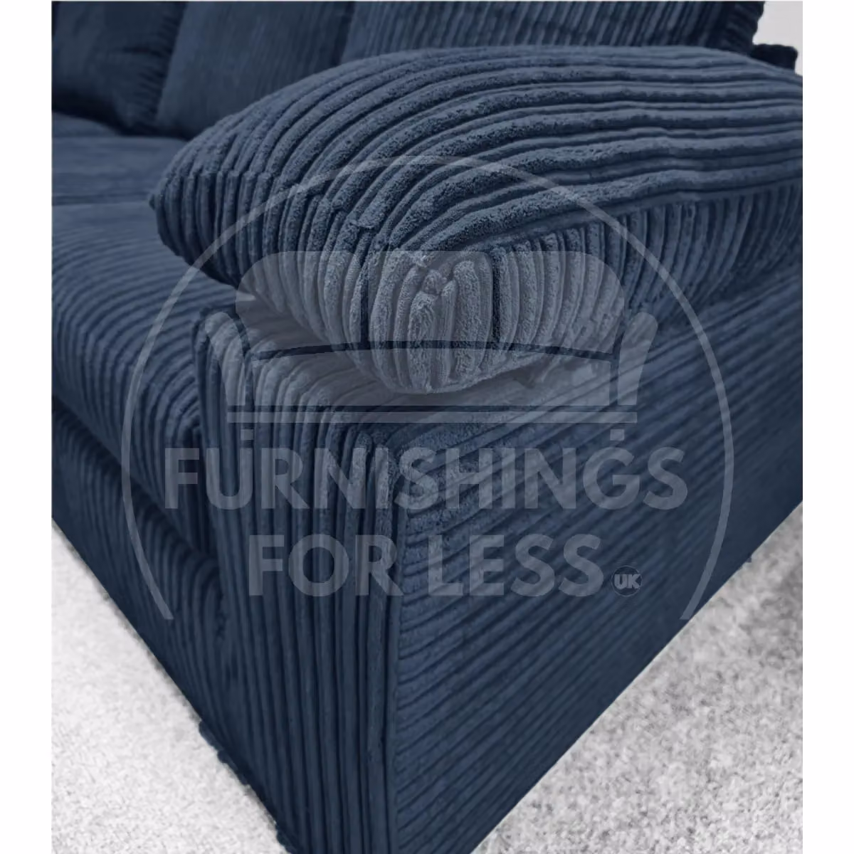 Furnishings For Less UK Delta Blue Jumbo Cord Fabric Sofa Suite with 3 and 2 Seater Sofas and Padded Arms – 3