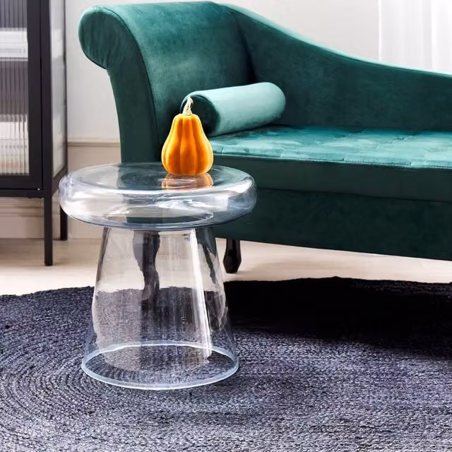 Wyld and Coco Round Transparent Glass Side Table with Tinted Lacquered Finish, W/D/H: 39 x 39 x 39 cm – 1