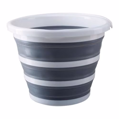 Premier Housewares Foldable Bucket in Grey and White, 15 Litre Capacity – 1