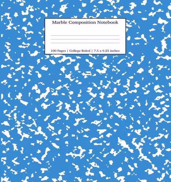 Young Dreamers Press Blue Multicolour Marble Composition Notebook with Lined Paper