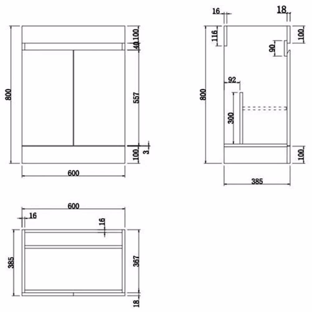 SPETLEK White Glossy Freestanding Bathroom Vanity Unit with Soft-Close Hinged Doors and Internal Shelves, Width: 60 cm – 2