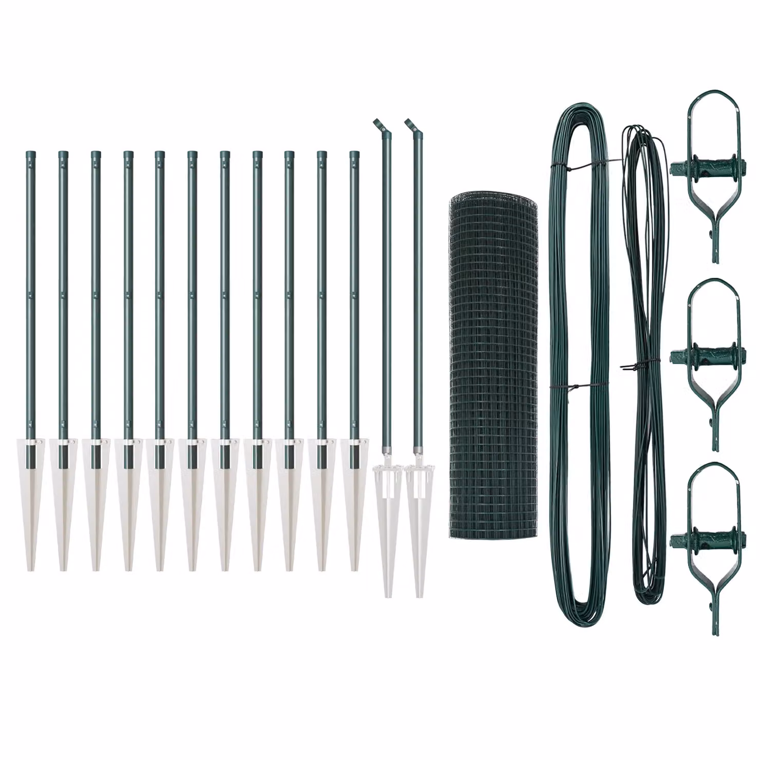 Berkfield Home Green Powder-Coated Galvanised Steel Welded Wire Fence with 13 In-Ground Spike Posts, W: 0.6 m, L: 25 m – 2