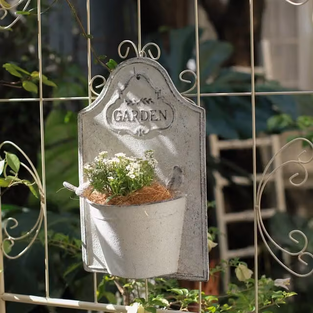 ALLCHIC White Metal Rectangular Wall Planter Tub