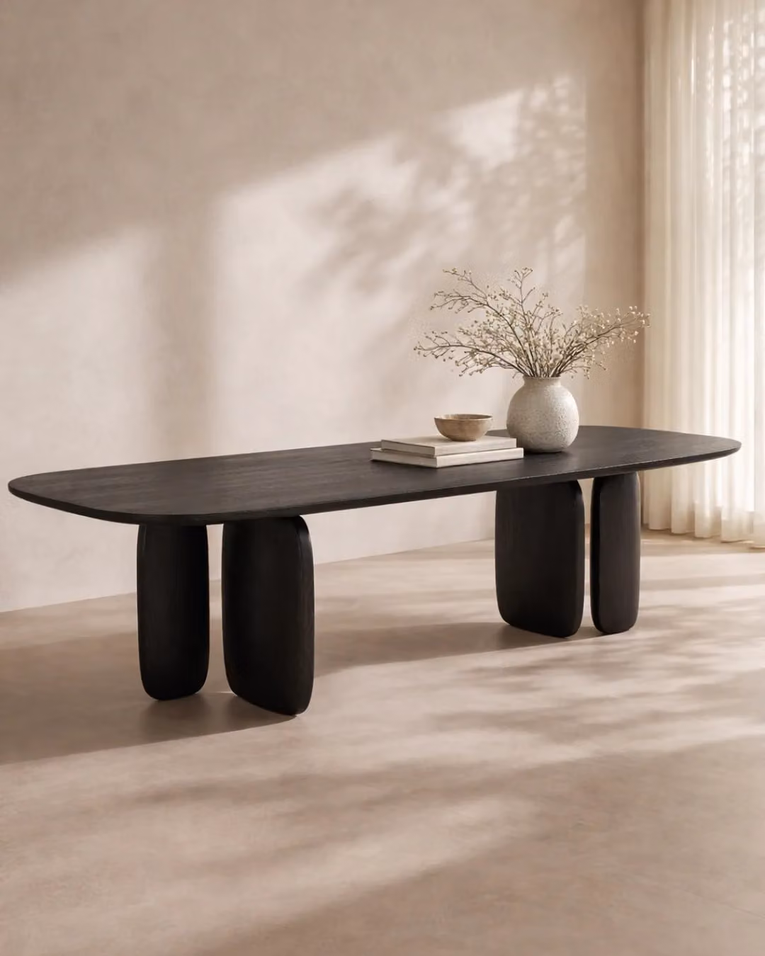 Tommy Franks Underline 280 Rectangular Dining Table in Black Oak, W: 280 cm, D: 120 cm, H: 75 cm
