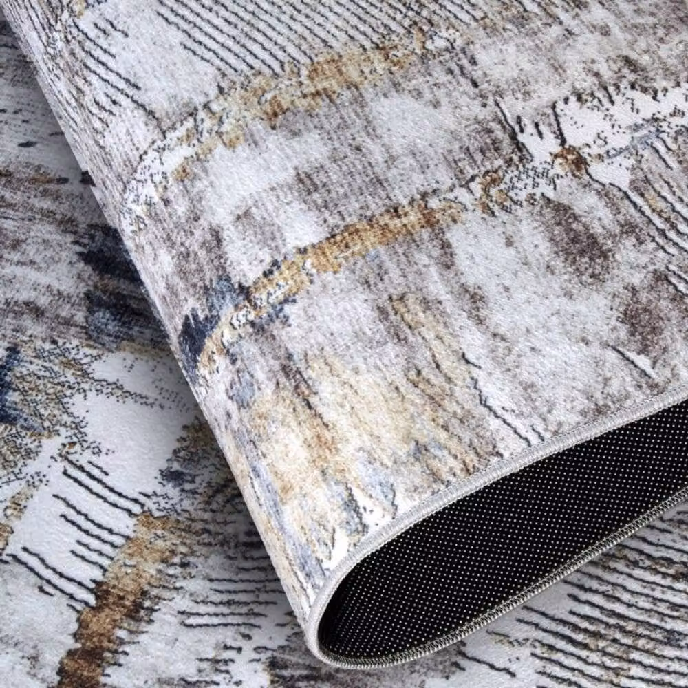 THE RUGS Imagination Malard Shortpile Rug Runner, Abstract Modern Polyester Design in Ivory, W: 80 cm, L: 150 cm – 2