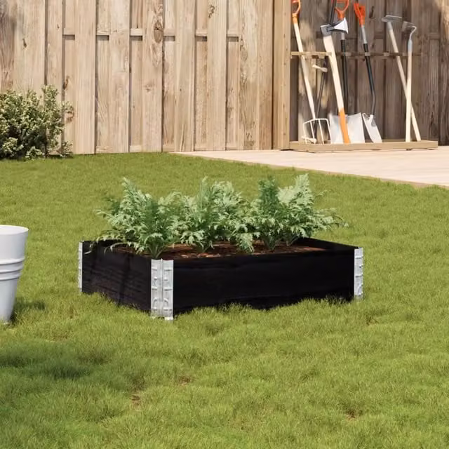 Berkfield Wooden Raised Bed Planter in Black, W: 80 cm, D: 60 cm – 1