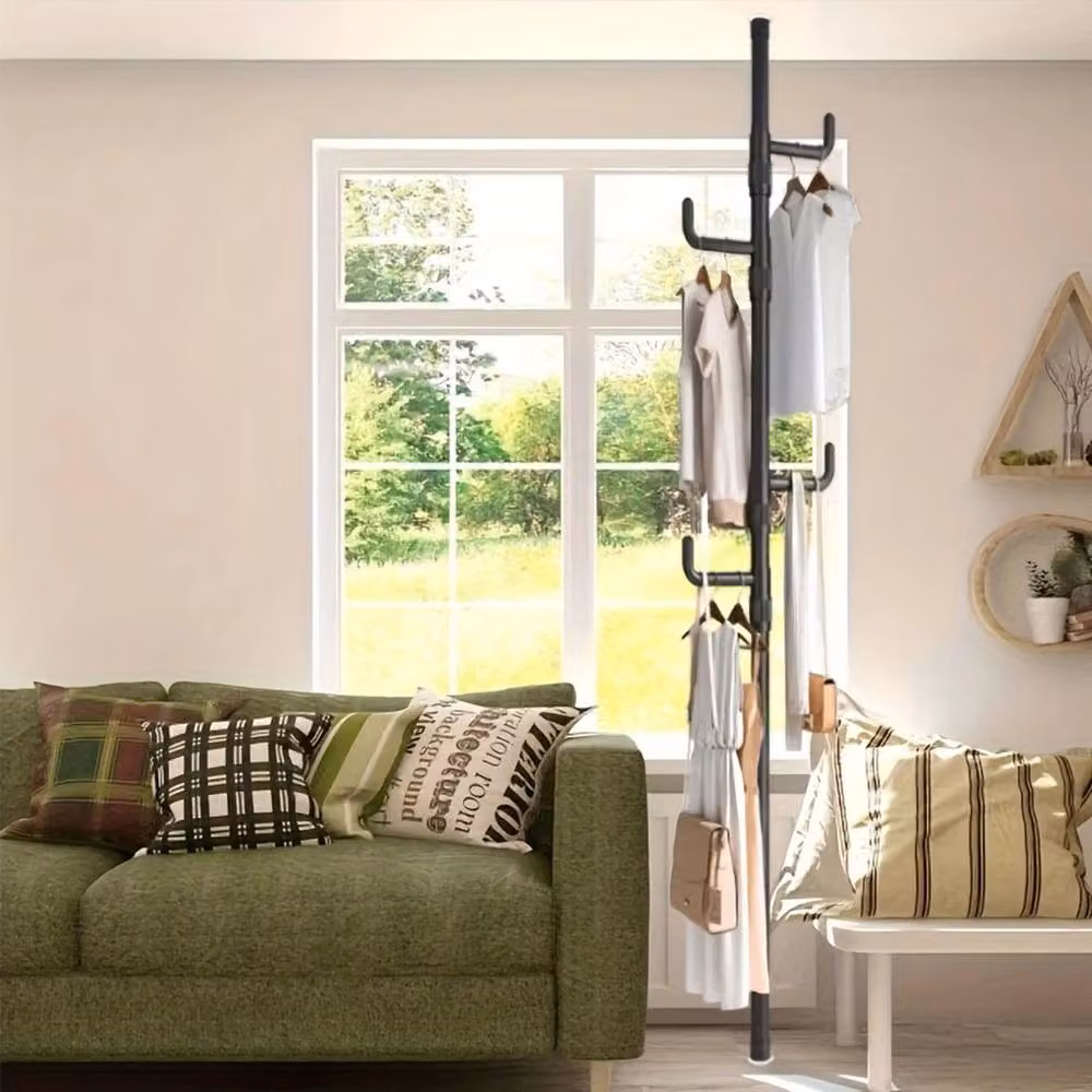 Nordara Black Telescopic Ceiling Corner Laundry Pole Clothes Drying Rack, Steel Tension Rod, W/D/H: 100 x 15 cm – 3