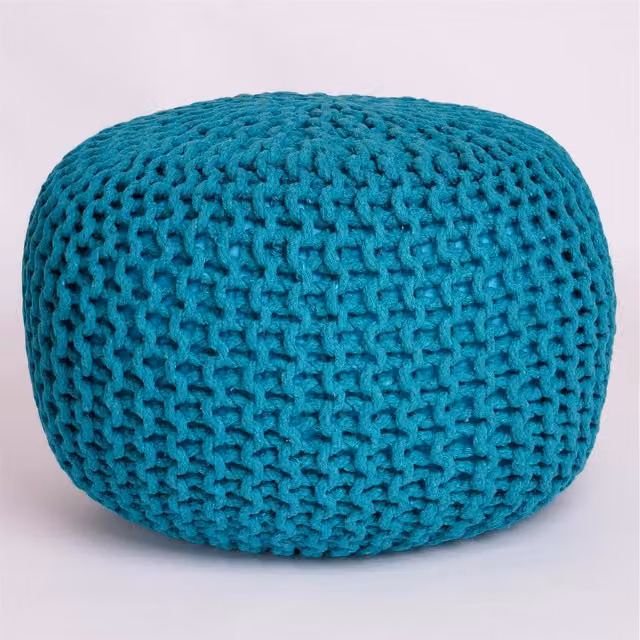 Roseley Knitted Cylindrical Soft Body Pouffe in Petrol